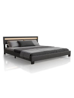 Moderná sivá čalúnená posteľ 180x200 s LED a roštom.