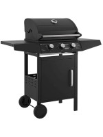Záhradný plynový gril s tromi horákmi, s plachtou, čierny