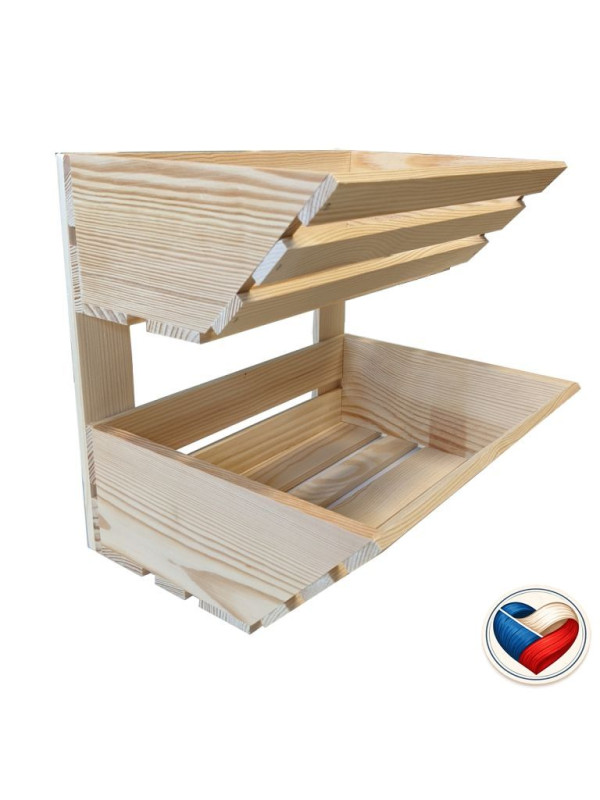 Drevená dvojposchodová debnička na ovocie, 30 x 13 x 40 cm