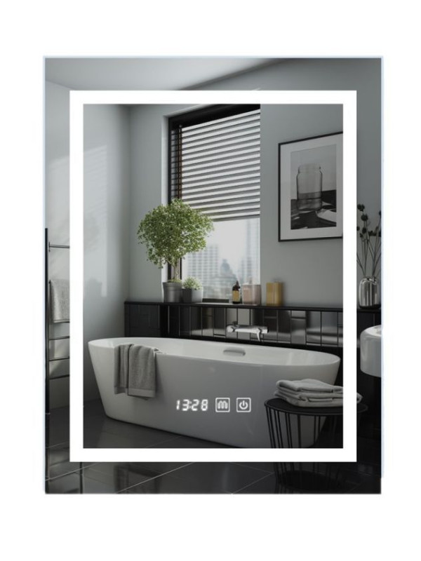 IREDA Kúpeľňové zrkadlo s LED osvetlením, 80 x 60 cm