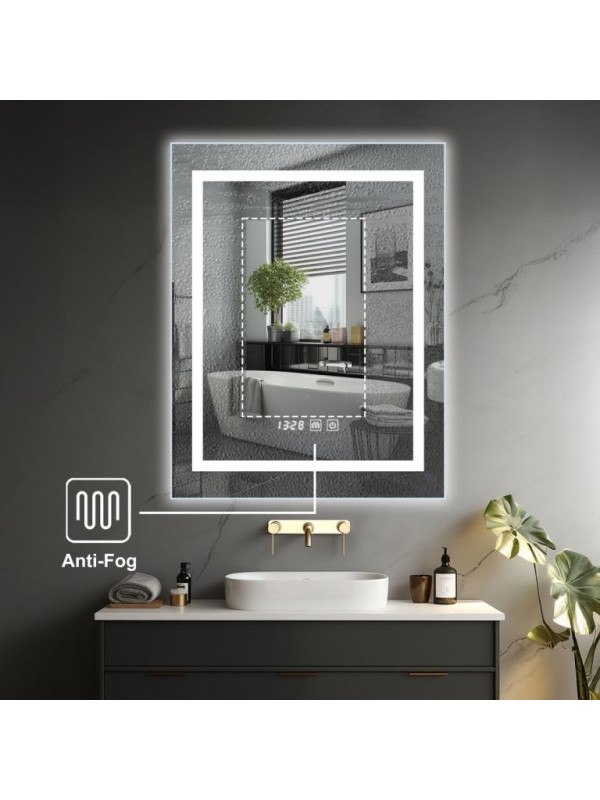 IREDA Kúpeľňové zrkadlo s LED osvetlením, 80 x 60 cm