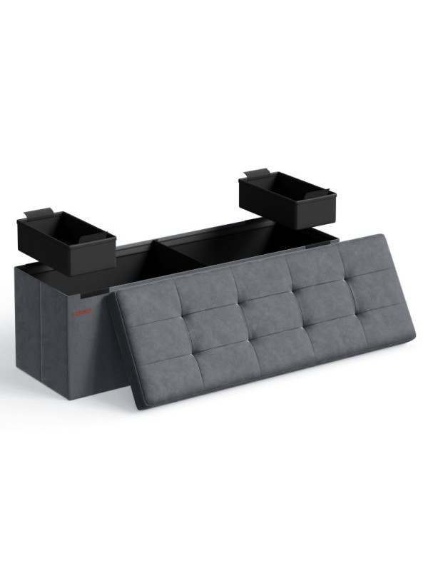 Skladacia lavica s úložným priestorom 38 x 110 x 38 cm, sivá