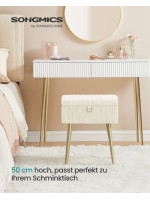 Taburet s úložným priestorom, krémovo biely, 30 x 40 x 50 cm