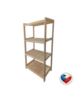 Drevený regál so 4 policami, 133 × 80 × 43 cm, borovica, CZ