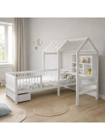 Biela detská posteľ domček s úložným priestorom a stolom