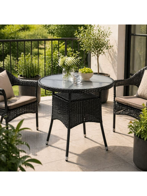 STILISTA  Polyratanový stolík, 80 x 80 x 75 cm, čierny