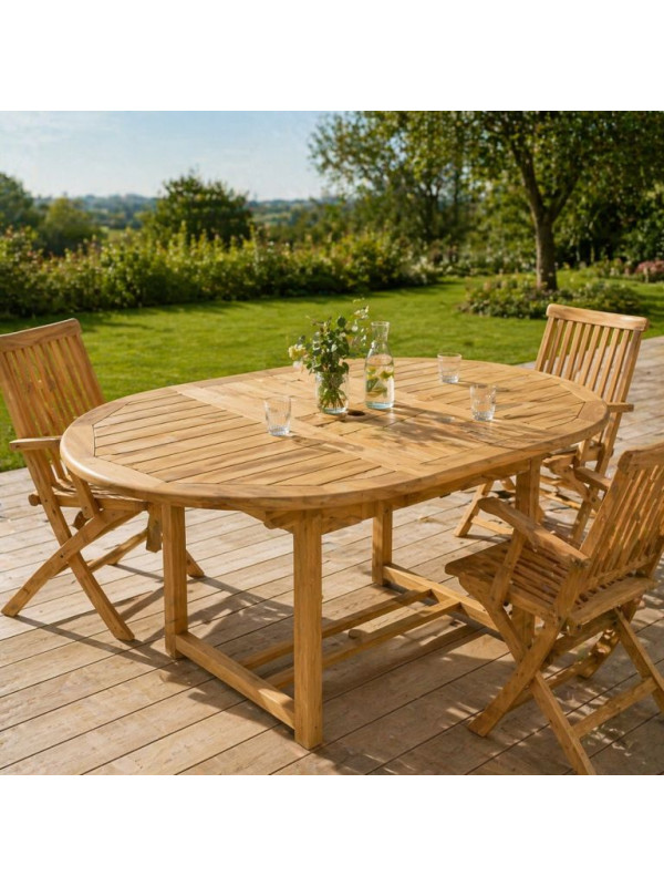 Záhradný jedálenský stôl z teakového dreva DIVERO - 120/170 cm