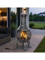 STILISTA Terasový krb, 89 cm, strieborno-sivý