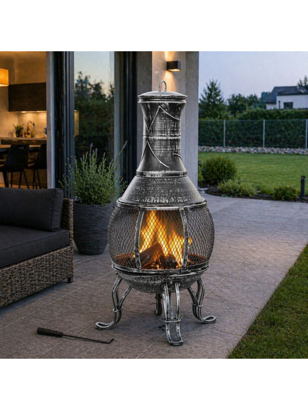 STILISTA Terasový krb, 89 cm, strieborno-sivý