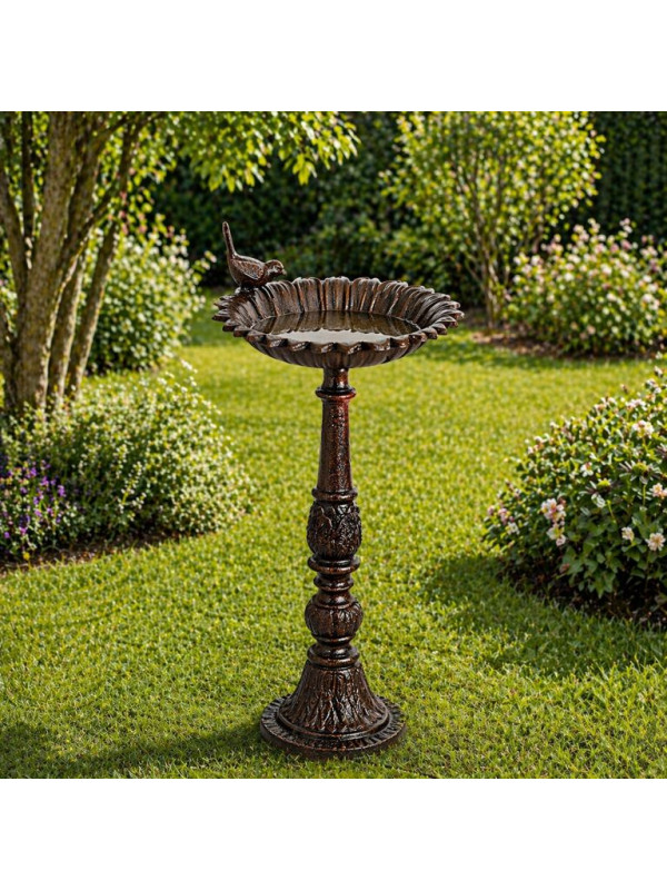 STILISTA Liatinové vtáčie napájadlo, 50 x 24 cm,antic. hnedá