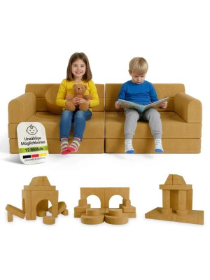Dizajnová modulárna pohovka pre deti, 150 cm, horčicovo žltá