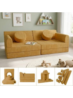 Dizajnová modulárna pohovka pre deti, 150 cm, horčicovo žltá