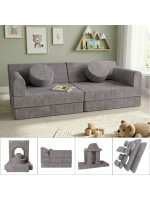 Modulárna dizajnová pohovka pre deti, 150 cm, sivá