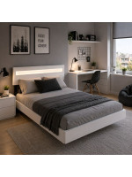 Plávajúca posteľ 140x200 cm, biela s LED čelom