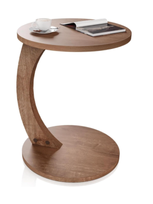 Kruhový odkladací stolík, orech, 38 x 38 x 56 cm