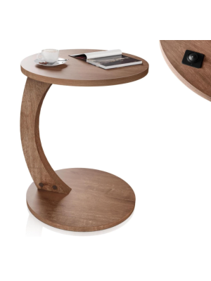 Kruhový odkladací stolík, orech, 38 x 38 x 56 cm