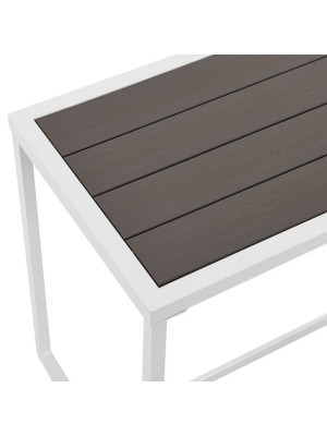 Moderný záhradný nábytok z kovu a polywoodu, 5 dielov, sivý