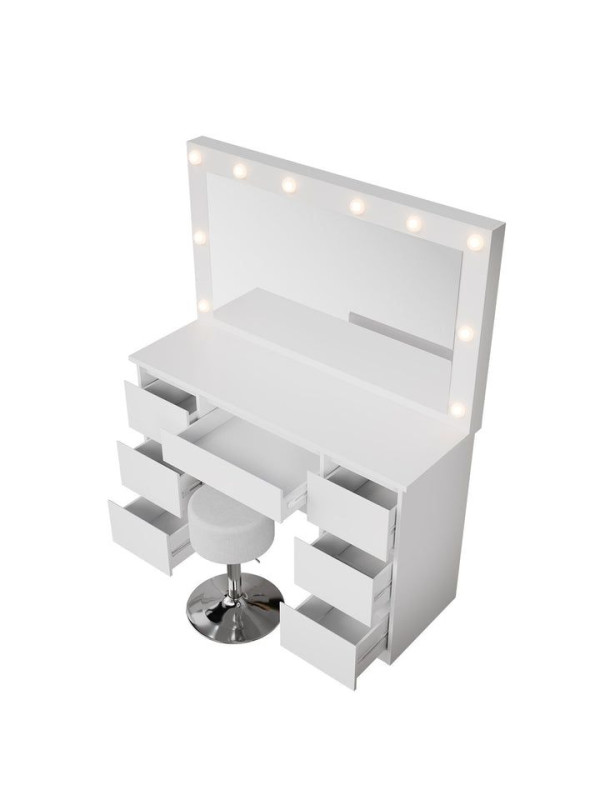 Kozmetický stolík s LED zrkadlom a stoličkou