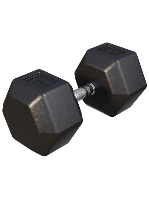 Gorilla Sports Šesťhranná pogumovaná činka, 40 kg