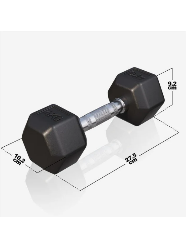 Gorilla Sports Šesťhranná pogumovaná činka, 4 kg