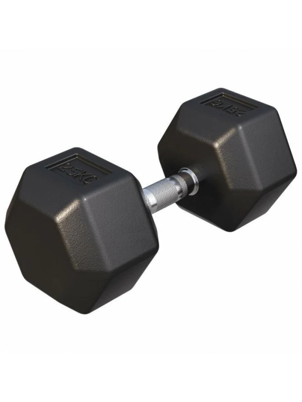 Gorilla Sports Šesťhranná pogumovaná činka, 25 kg