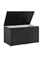 Úložný box z polyratanu 950 l, čierny, s vnútornou plachtou