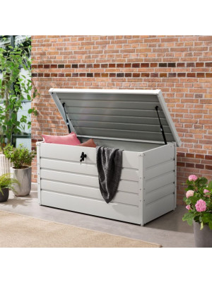 Kovový záhradný box 380 l, uzamykateľný, biely