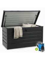 Kovový záhradný box 380 l, uzamykateľný, čierny