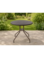 Okrúhly bistro stôl 80 cm – hnedý, oceľ a plast