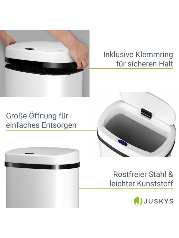 Automatický bezdotykový odpadkový kôš 50 l – biely