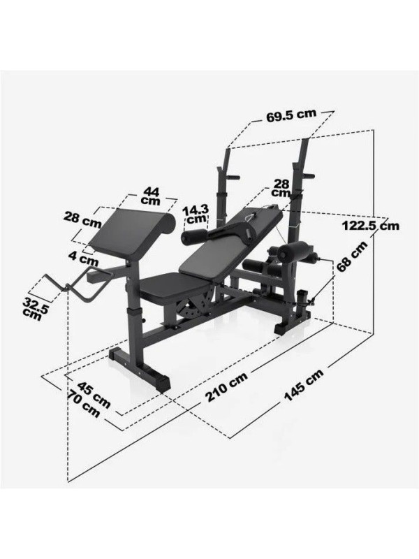 Gorilla Sports Lavica, kladka + nakladací set 100 kg, čierna