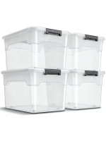 Úložné boxy s vekom 45 l, 4 ks, biele, stohovateľné