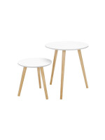 Sada minimalistických odkladacích stolíkov biela/drevo, 2