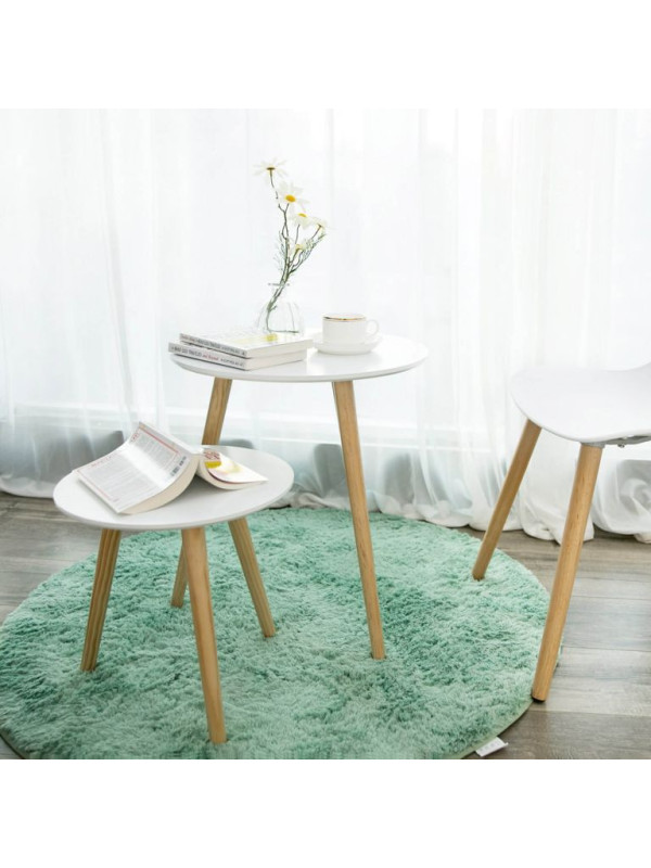 Sada minimalistických odkladacích stolíkov biela/drevo, 2