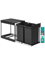 Výsuvný kôš na odpad 2x20 l do kuchynskej linky, čierny