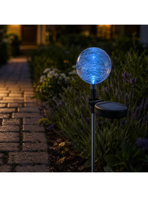 Záhradná LED solárna lampa Garth sklenené gule s farebnou zmenou osvetlenia