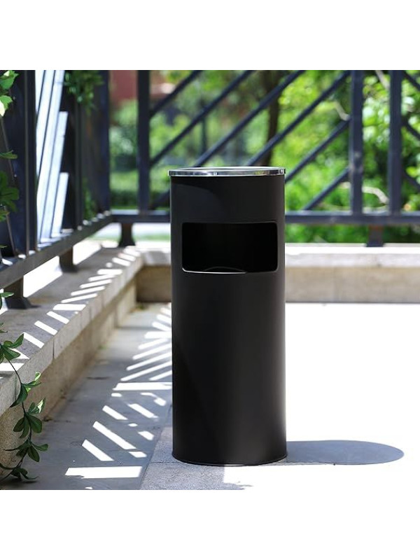 Kovový odpadkový kôš s popolníkom, objem 30 l, čierny, nerez