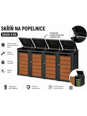 STILISTA Skriňa na 4 popolnice, 265 x 80 x 116 cm,