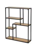 Otvorený kovový regál s policami v dekore dreva, 91x75x20 cm