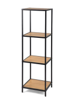 Kovový regál s policami v dekore dreva 120x37x35 cm