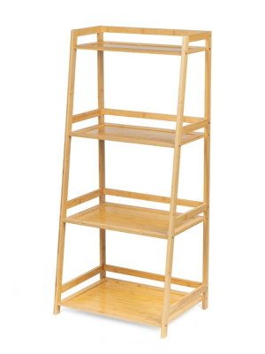Bambusový regál so 4 policami, prírodný, 85 x 39 x 29 cm