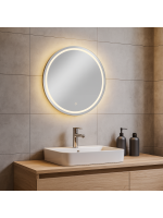 LED kúpeľňové zrkadlo 70x70 cm, okrúhle, s rámom