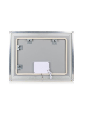 Dizajnové zrkadlo s LED, 70x90 cm, 3 farby svetla, hliník