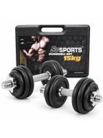 ScSPORTS Činková sada 15 kg s kufrom, liatinové kotúče