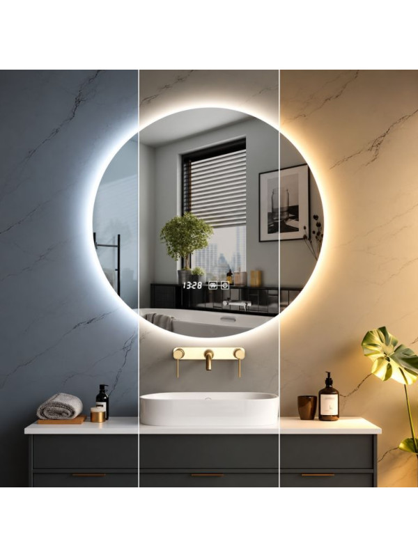 IREDA Kúpeľňové zrkadlo s LED osvetlením, okrúhle, 70 cm