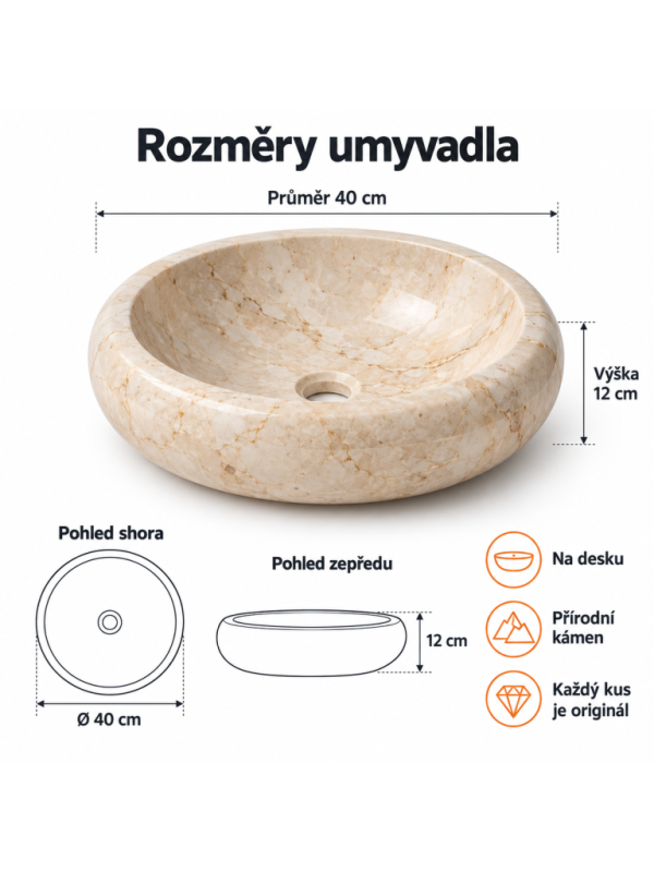 Kamenné umývadlo Ferox Cream