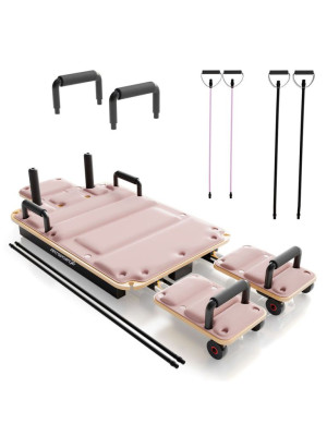 Skladací Pilates Reformer, 109 x 45 x 8 – 21 cm, ružový