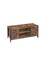 Rustikálny TV stolík s kovovým rámom 110x40x50 cm, hnedý