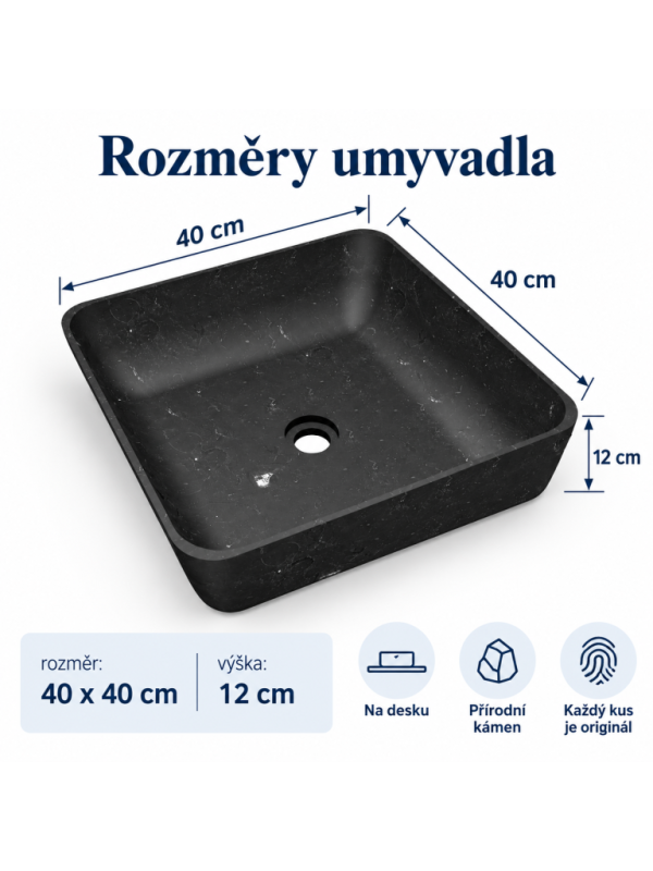 Umývadlo z prírodného kameňa Tantum Black