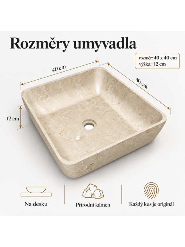 Umývadlo z prírodného kameňa Tantum Cream